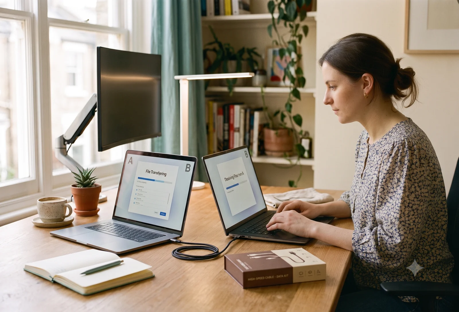 A MacBook open on its macOS setup assistant screen
